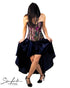 SiaLinda: Rock Saphira II, dunkel blau, Satin, Lilien Applikation, asymmetrisch, geschlitzt